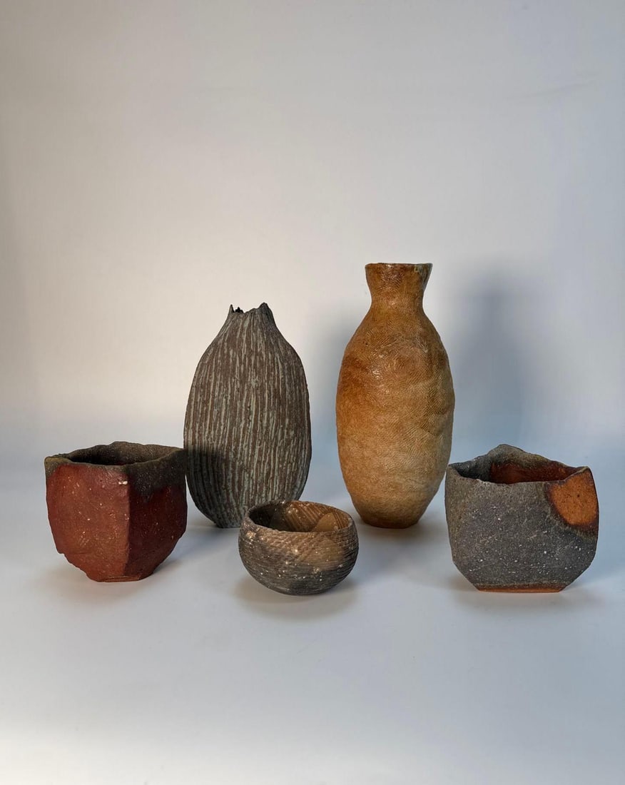 SET OF 5 WABI SABI POTTERY PIECES (1 of 19)
