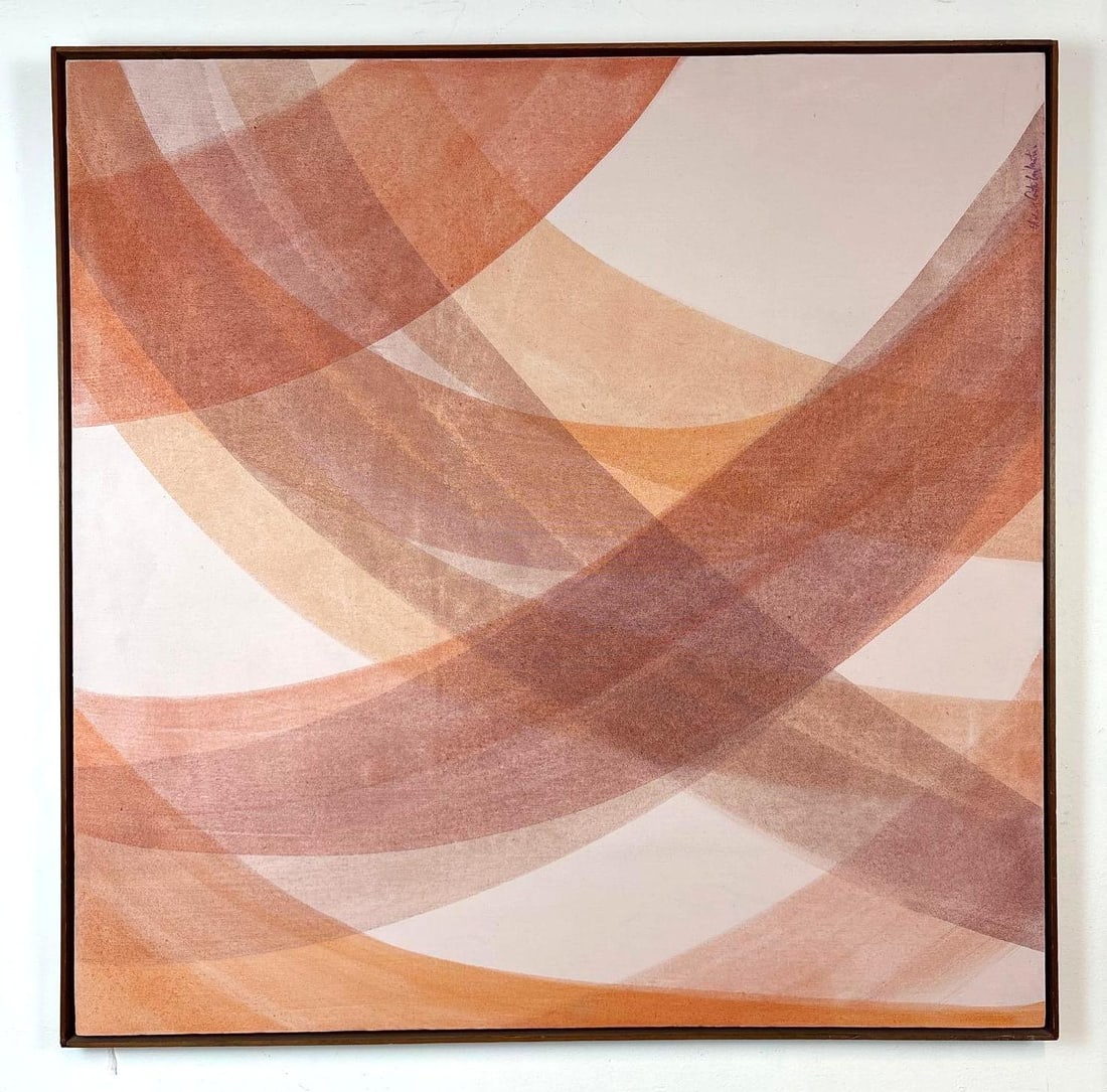 VINTAGE ABSTRACT PAINTING BY THERESA COSTA INFANTINO (1974): A vintage abstract painting by Theresa Costa Infantino. Dimensions: 41" X 41" Artist or Maker: Theresa Costa Infantino Provenance: From a NYC Collector. Notes: Although care is taken to photog