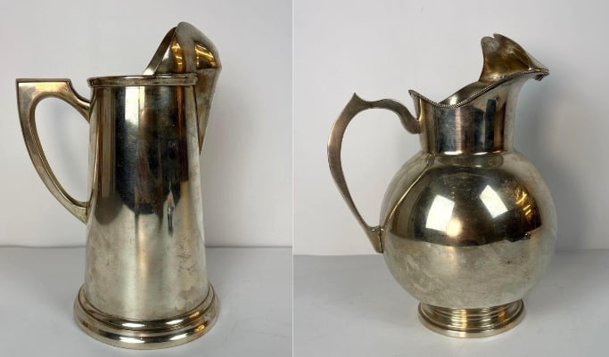 PAIR OF EXTRA LARGE VINTAGE SILVER-PLATED PITCHERS (1 of 14)