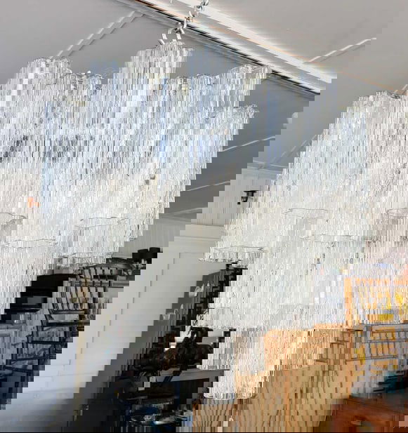 VINTAGE MODERN ICE TRONCHI MURANO GLASS CHANDELIER: A Mid-Century Murano glass "Tronchi" chandelier most likely by Paolo Venini. Dimensions: 20"h x 20"dia Artist or Maker: Paolo Venini for Murano. Provenance: From a NYC Collector.
