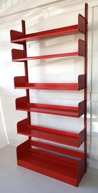 1970 LIPS VAGO CONGRESSO RED METAL BOOK SHELF (1 OF 2)