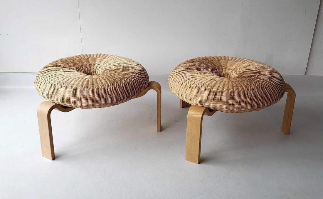 PAIR OF A. PETERSON OLE SCHJOLL WICKER STOOLS (1 of 17)
