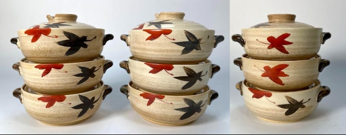 COLLECTION OF NINE JAPANESE TACHIYOSHI GRATIN DISHES: *A collection of nine Japanese Tachiyoshi gratin dishes. Dimensions: 2"T X 5"DIA Artist or Maker: Tachiyoshi Provenance: The Living Estate of Joseph Rodano Notes: Although care is taken to ph