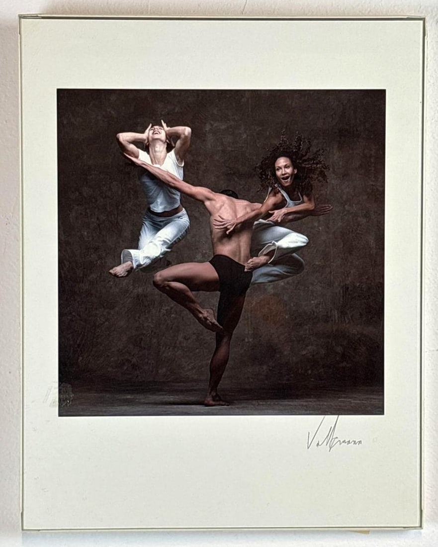 ROY VOLKMANN SIGNED PHOTOGRAPH OF ELISA MONTE DANCE COMPANY: *A signed photograph by Roy Volkmann capturing a dynamic moment from the Elisa Monte Dance Company. Dimensions: oa 14" x 11" Artist or Maker: Roy Volkmann Provenance: From a New York City coll