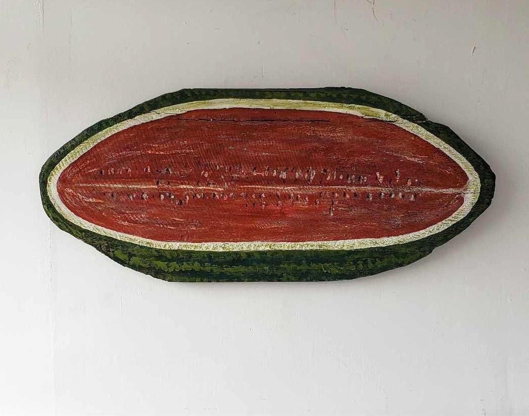 GOULD ANDERSON SIGNED FOLK ART CARVED WOOD WATERMELON (1 of 13)