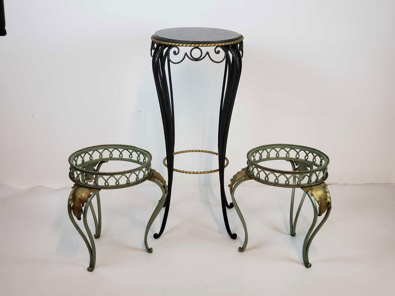 TRIO OF IRON AND GILT METAL STANDS (1 of 10)