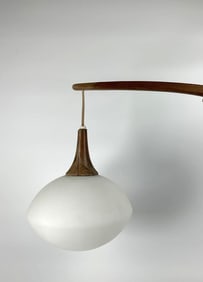 MID-CENTURY MODERN WOOD SWING ARM WALL LAMP WITH WALL BRACKET