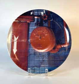 ROBERT RAUSCHENBERG RARE LIMITED EDITION ALARM BELL PORCELAIN PLATE FOR THE GUGGENHEIM MUSEUM