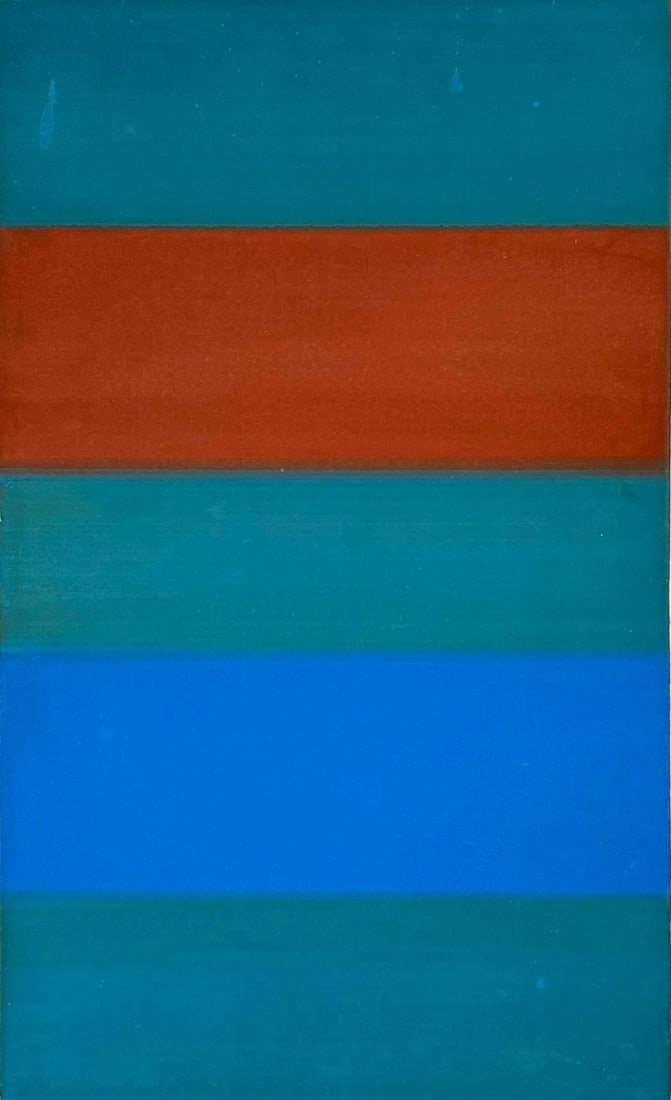 DOUG SANDERSON STRIPES PAINTING: An abstract oil painting Artist: Doug Sanderson Dimensions 17" x 10" Provenance: A New York Collector Notes: Although care is taken to photograph and describe the item, absence of a conditio