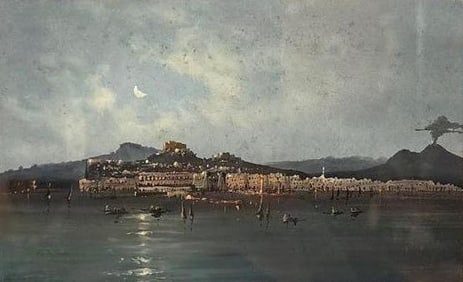 EXQUISITE FRAMED 19th C NAPLES MINIATURE PAINTING
