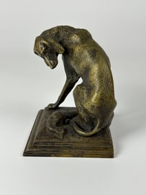 G. CARNARI SIGNED BRONZE HOUND WITH PHEASANT