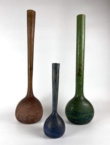 THREE SUPERSIZED ART GLASS VASES, MARKED DELATTE , NANCY, FRANCE