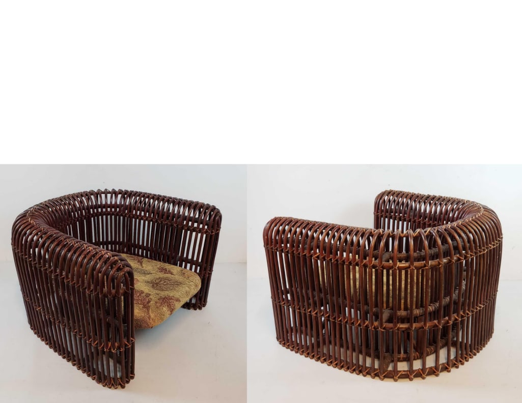 RARE PAIR OF HENRY OLKO FOR WILLOW & REED RATTAN "RIB" SERIES LOUNGE CHAIRS (1 of 20)