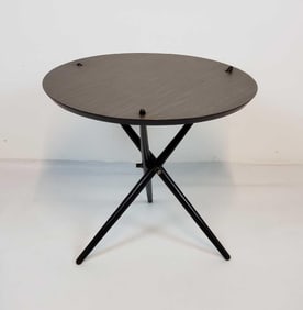 HANS BELLMAN FOR KNOLL MID CENTURY WOOD AND LAMINATE TRIPOD TABLE