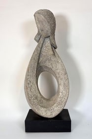 ABSTRACT STONE SCULPTURE OF A WOMAN BY TRUDE MUELLER