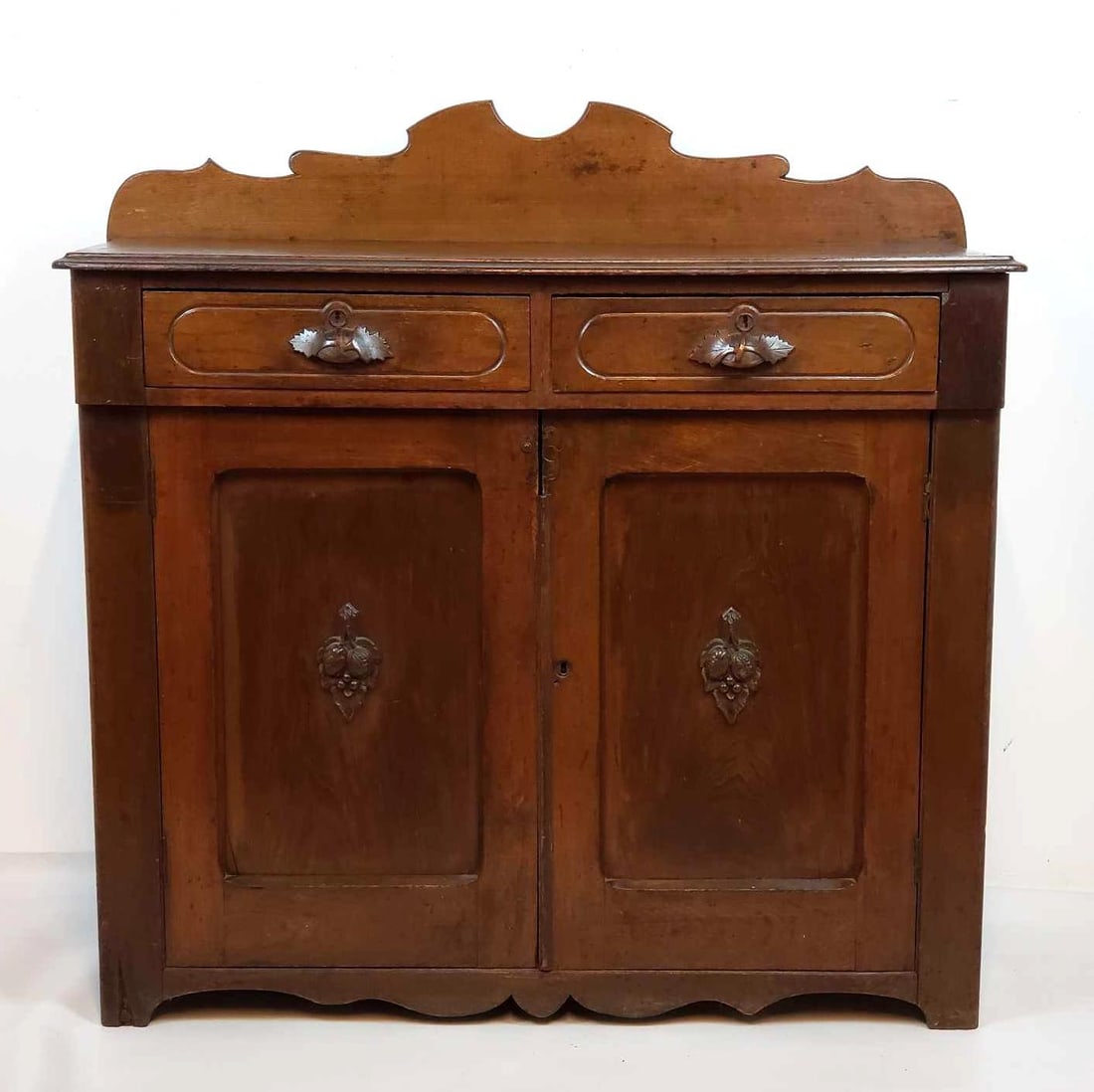 ANTIQUE VICTORIAN WALNUT FRUIT NUT BERRY TWO DRAWER TWO DOOR CHEST (1 of 17)