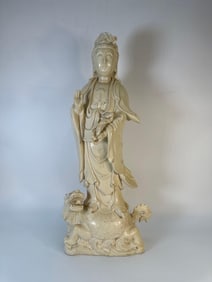 LARGE BLANC DE CHINE FIGURE ON TURTLE