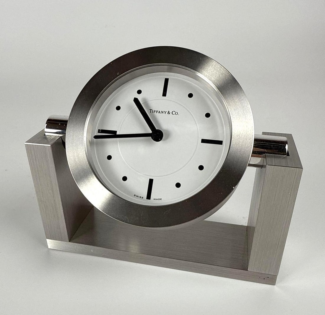 TIFFANY STAINLESS STEEL DESK CLOCK (1 of 9)