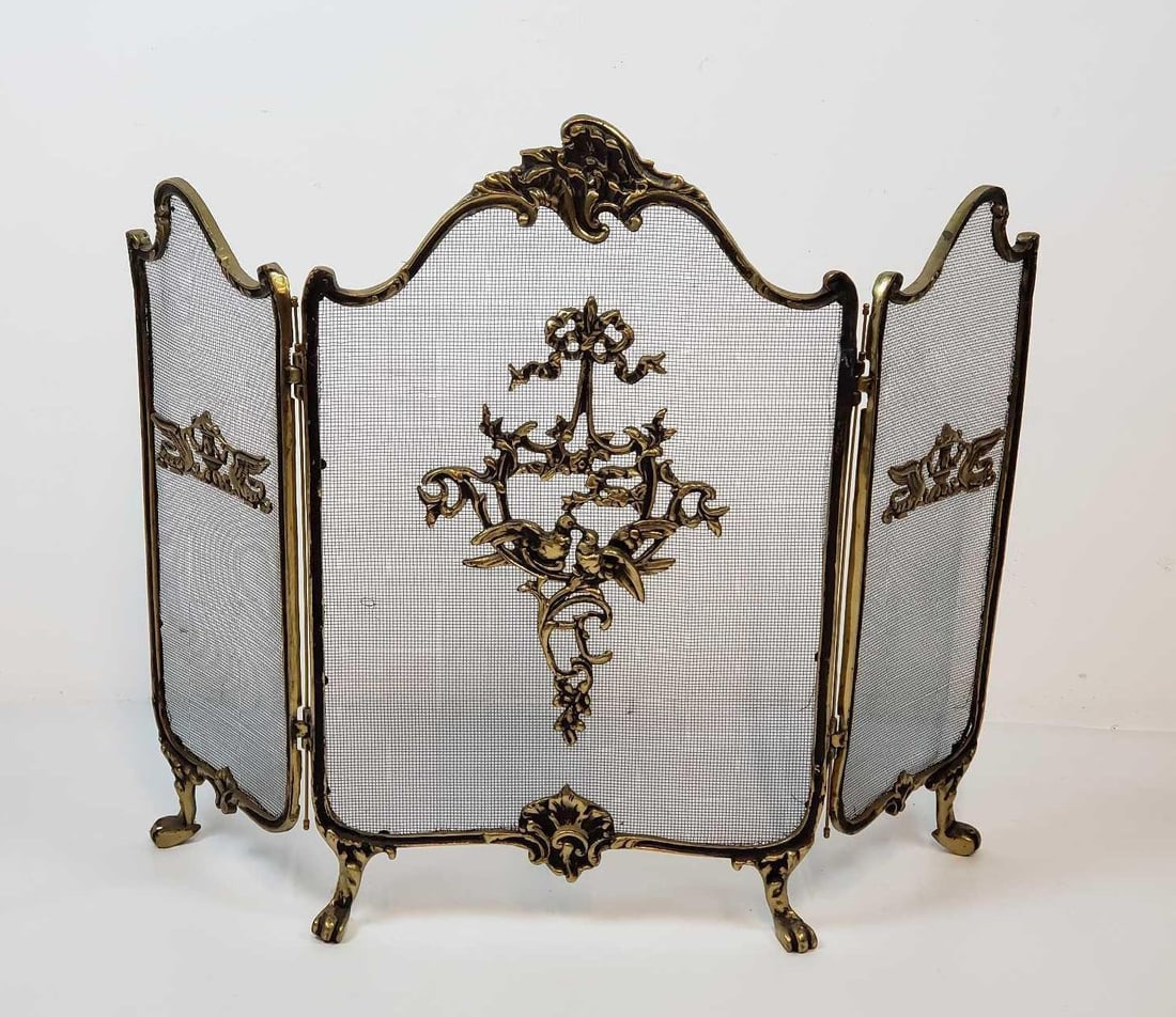 VINTAGE FRENCH BRASS FIRE SCREEN (1 of 14)