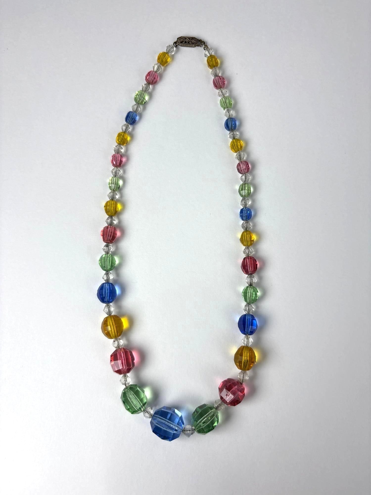VINTAGE MULTICOLOR CRYSTAL NECKLACE WITH STERLING CLASP (1 of 4)