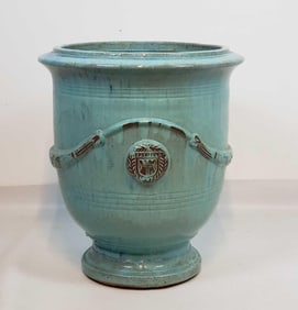 LARGE FRENCH GLAZED TERRACOTTA PLANTER