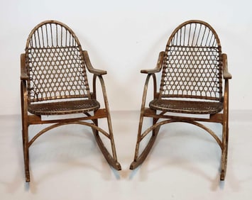 PAIR OF VINTAGE VERMONT TUBBS "SNOWSHOE" ROCKING CHAIRS