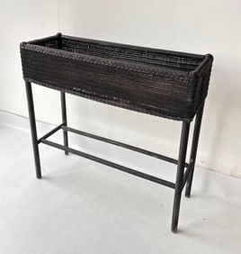VICTORIAN BLACK WICKER PLANTER