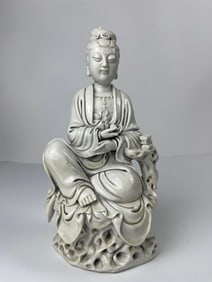 BLANC DE CHINE FIGURE OF GUANYIN WITH ORB