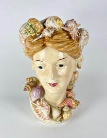 LARGE KALDUN AND BOGLE PORCELAIN SEA MAIDEN BUST FIGURAL VASE