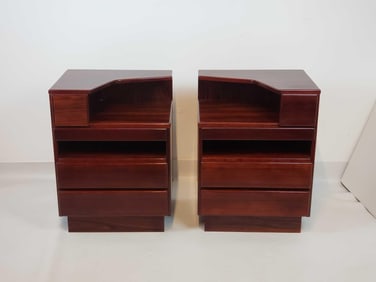 PAIR OF MID CENTURY MODERN ROSEWOOD DANISH NIGHTSTANDS BY SCAN COLL