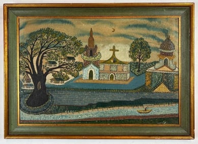 FOLK ART LANDSCAPE SAND PAINTING