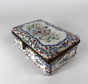 LILLE FRENCH FAIENCE ANTIQUE  DRESSER BOX