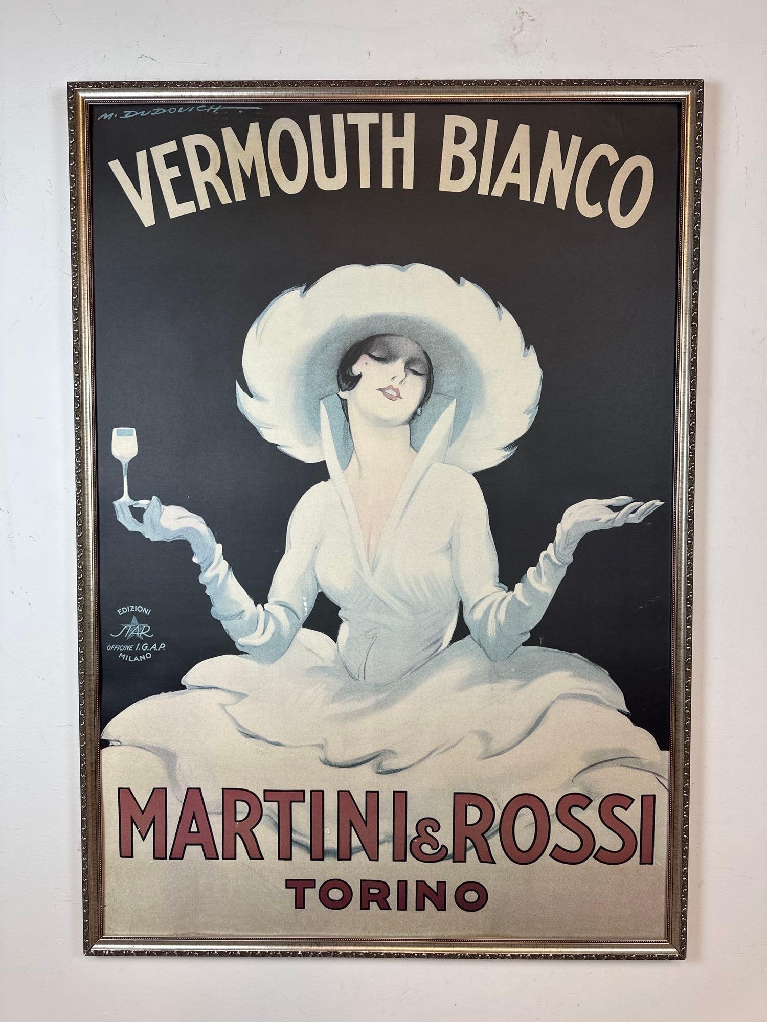 MARCELLO DUDOVICH VERMOUTH BIANCO MARTINI & ROSSI TORINO FRAMED PRINT (1 of 11)