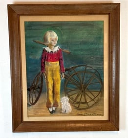 ANNE MARIE COEN VINTAGE NAIVE PAINTING BY AN 11 YEAR OLD ARTIST