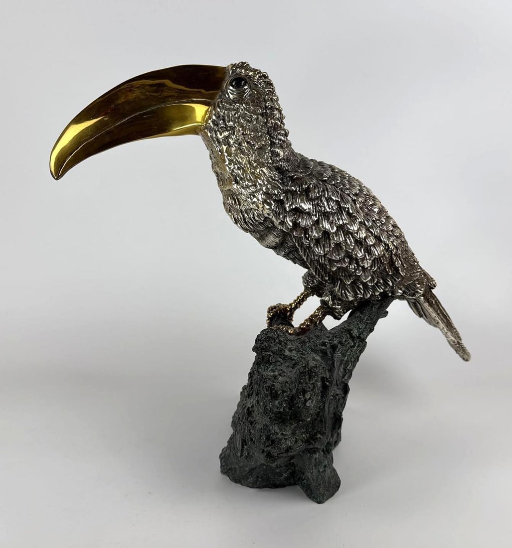 D'ARGENTA SILVER TUCAN SCULPTURE BY JAVIER ARENAS PEREZ SIGNED AND NUMBERED (1 of 11)