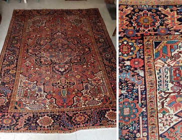 ANTIQUE HERIZ HAND KNOTTED WOOL RUG