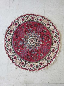 CIRCULAR HAND KNOTTED WOOL RUG