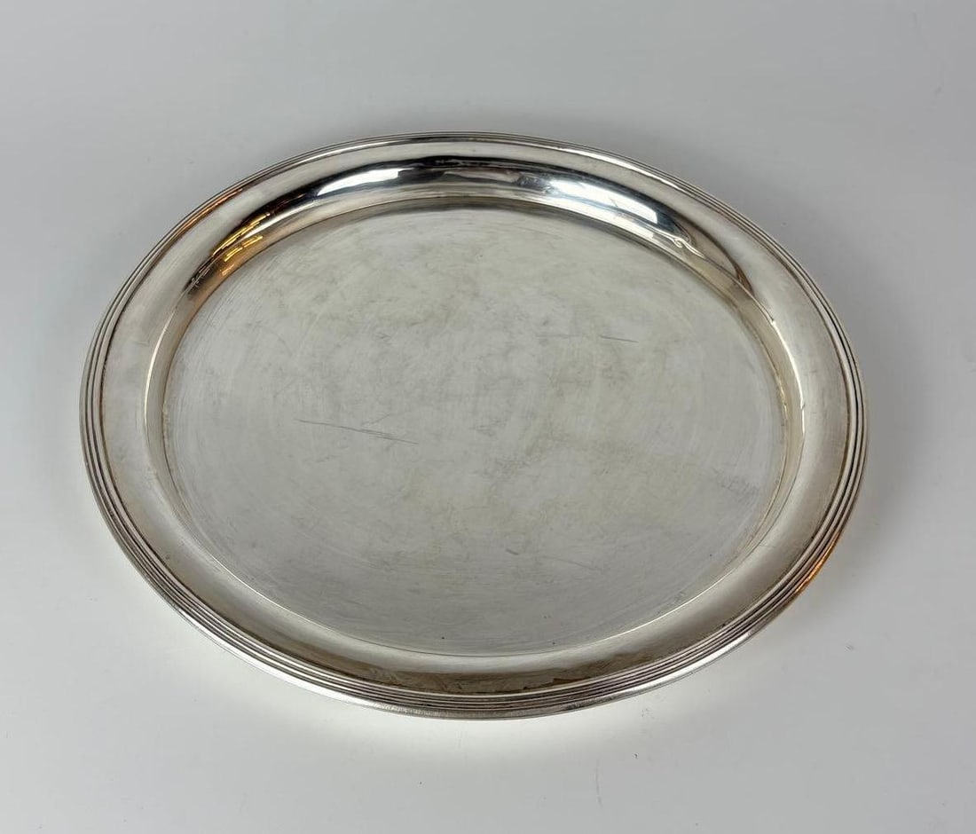 ROUND ART DECO STERLING SILVER BAR TRAY (1 of 6)