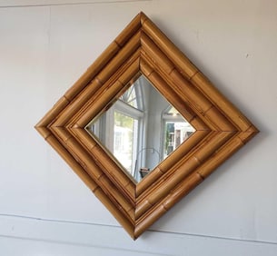 GREG COPELAND VINTAGE BAMBOO FRAMED MIRROR