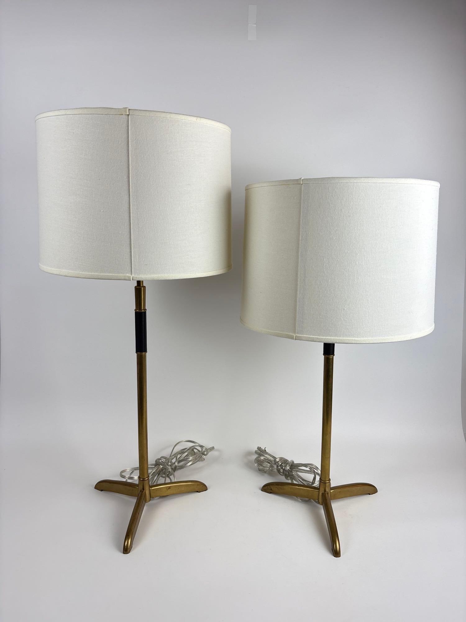 PAIR OF BRASS AND FAUX LEATHER ADJUSTABLE CANDLESTICK LAMPS 23 INCHES TO 27 INCHES GOLD (1 of 18)
