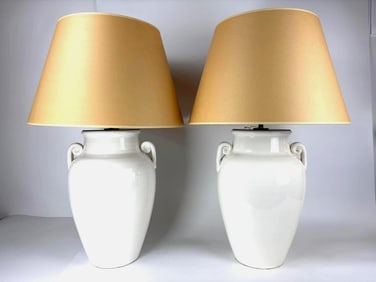 PAIR OF IMPRESSIVE VAUGHAN "ACERRA" CERAMIC URN STYLE LAMPS