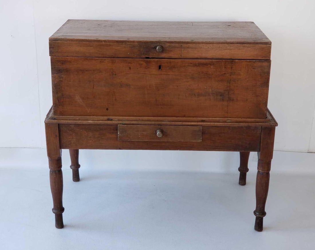 EXCEPTIONAL ANTIQUE SUGAR / DOWRY CHEST ON SINGLE DRAWER STAND TRUNK (1 of 19)