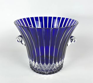 AJKA CASTILLE COBALT BLUE CRYSTAL ICE BUCKET