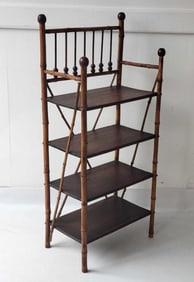 VINTAGE BURNT BAMBOO FOUR TIER ETAGERE