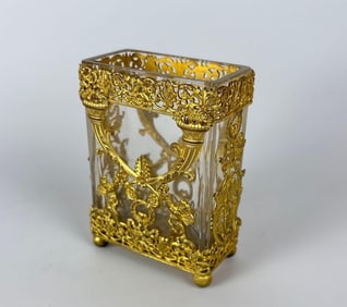 BRONZE DORE BACCARAT ATTR. CRYSTAL VASE (1 of 3)