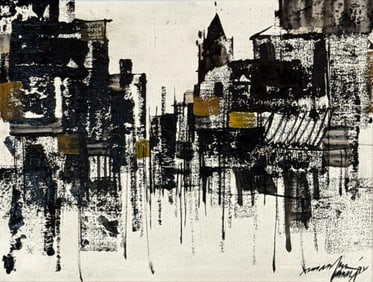 ABSTRACT BRUTALIST PAINTING IN CANVAS