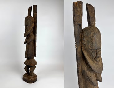 AFRICAN DOGON TELLEM FIGURE PEOPLES OF MALI WOOD CARVING 32 INCHES