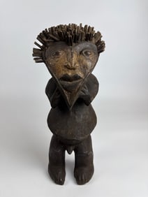 AFRICAN MAMBILA CARVED WOOD FIGURE SCULPTURE TRIBAL ART 15 INCHES
