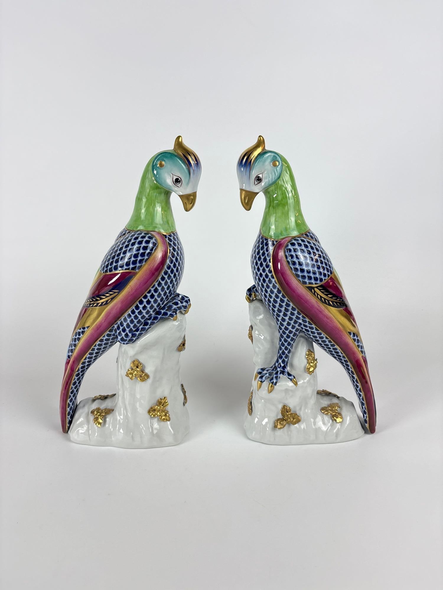 PAIR LARGE PORCELAIN GIULIA MANGANI PHOENIX PARROT MYTHICAL BIRDS IN THE STYLE OF HEREND | SEVRES (1 of 7)
