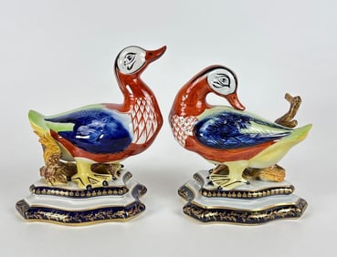 PAIR OF SEVRES PORCELAIN CHINOISERIE DUCKS